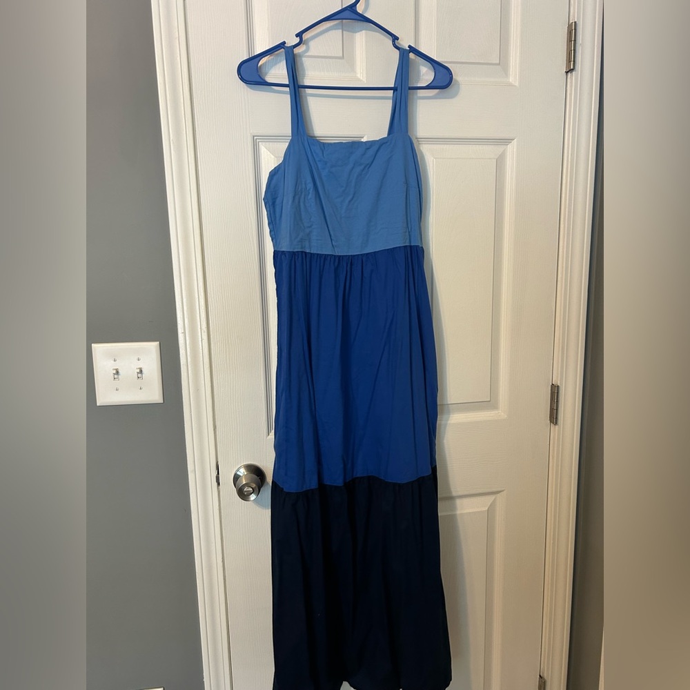 LOFT Blue Colorblock Maxi Dress XS